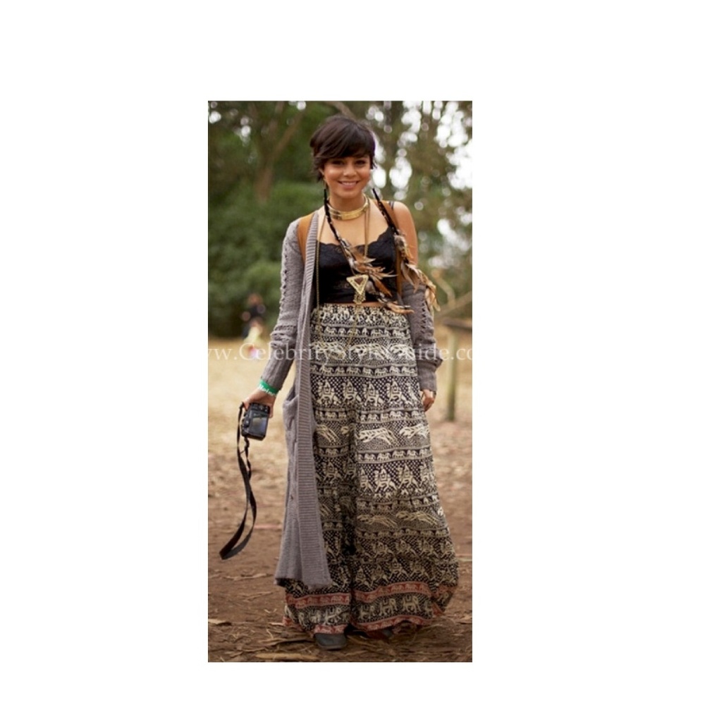 Tolani Tribal Maxi Skirt with Elephant Print